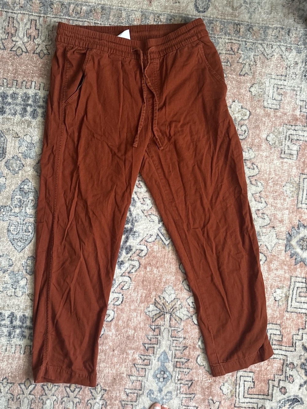 Gap - Drawstring Linen Blend Pants - Rust Brown, Small